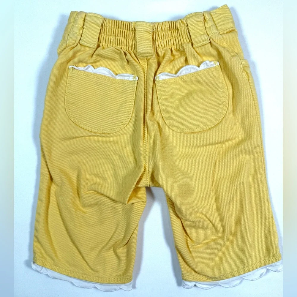 GYMBOREE Girls Bright Idea Daisy Scallop Shorts 18-24M Spring Yellow Cottagecore